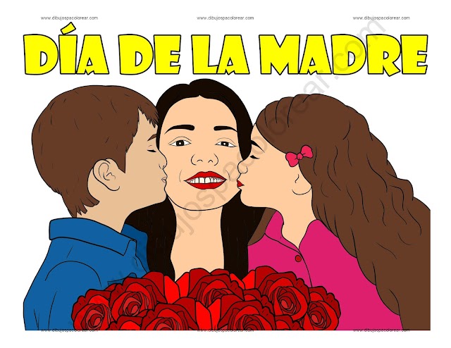 Día de la Madre dibujo a color y para colorear